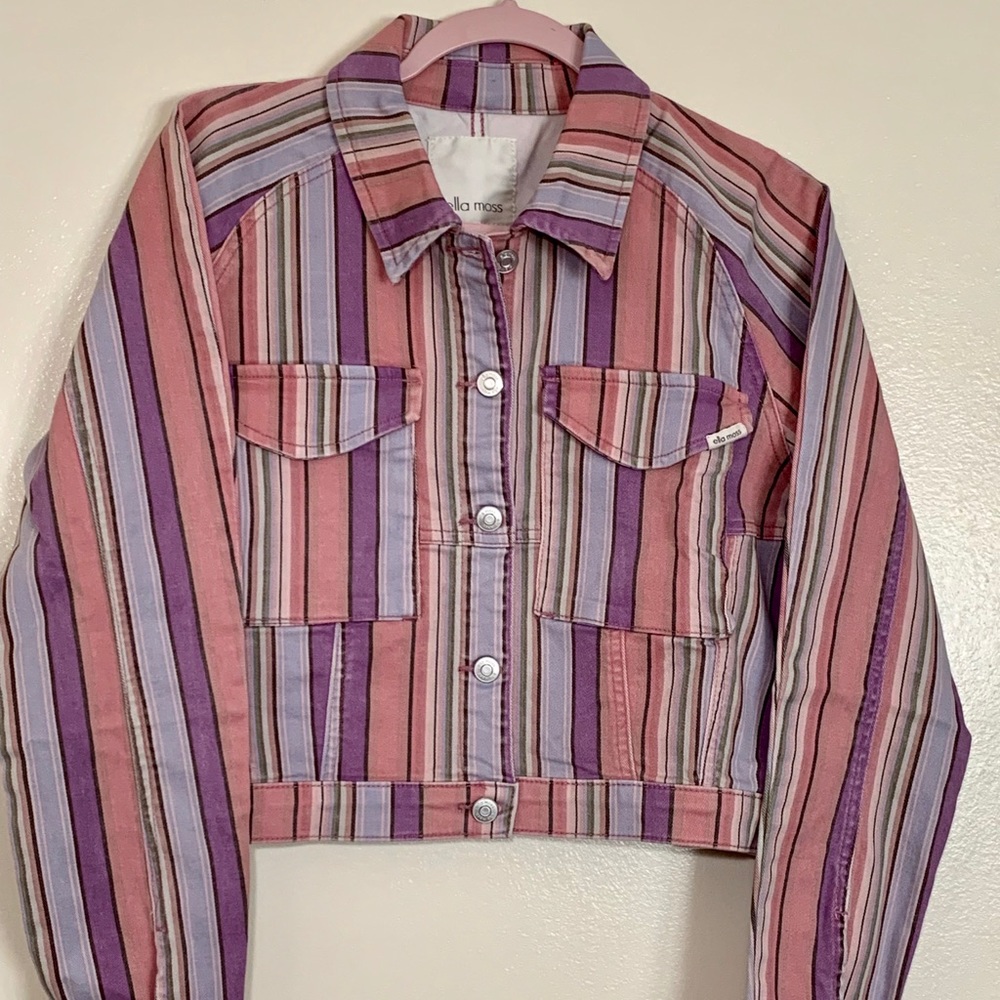 Ella Moss Dolman Bomber Jacket Rainbow Stripe - Picture 5 of 8